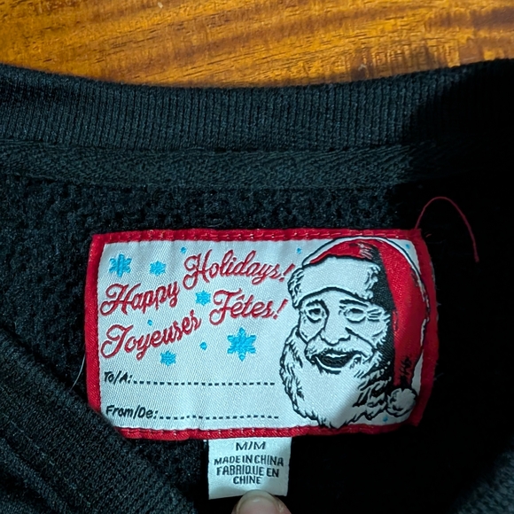 Black Holiday Sweater with Festive Design - Picture 2 of 2